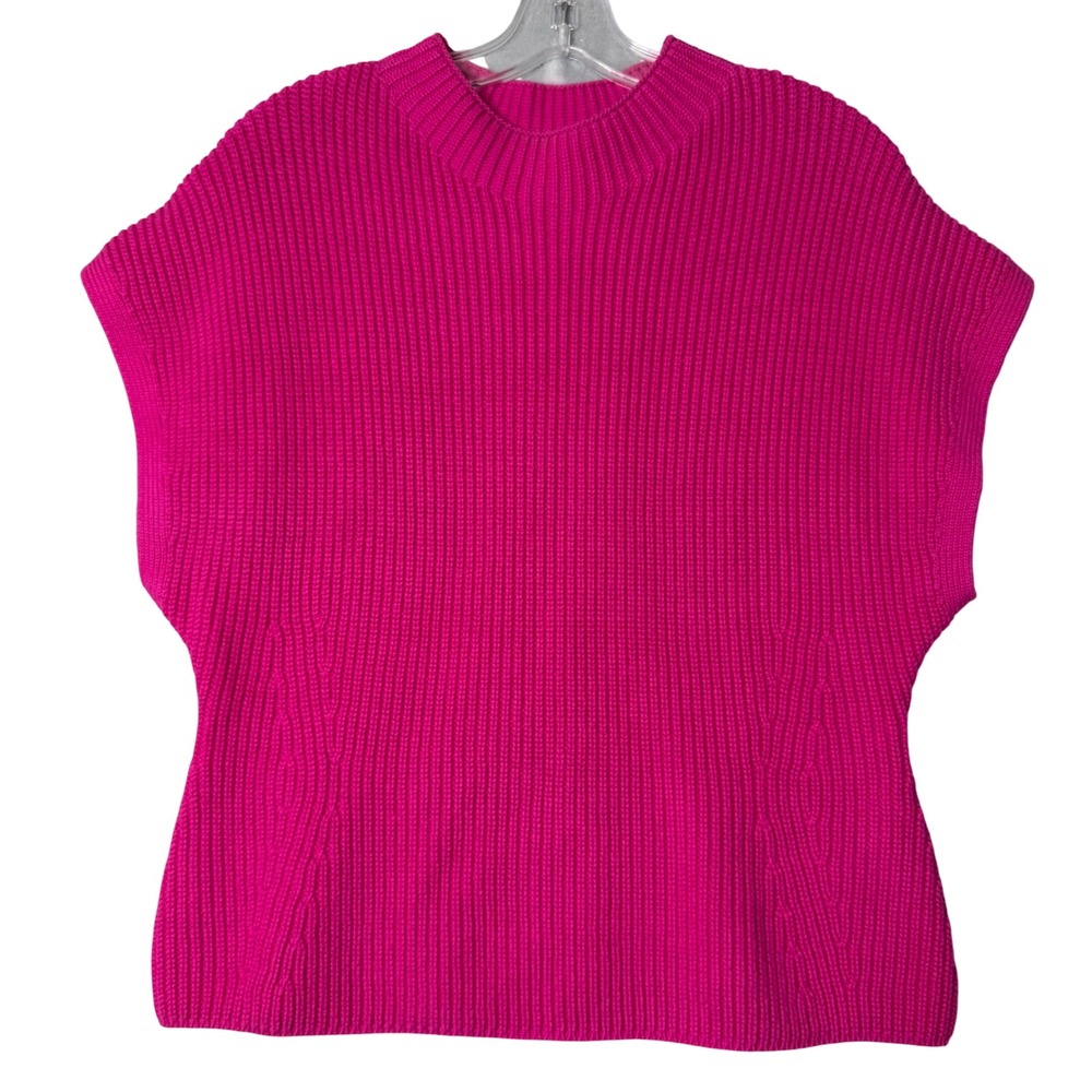 Banana Republic‎ Factory Ribbed Mock Neck Sweater Shell Womens L Bright Peony